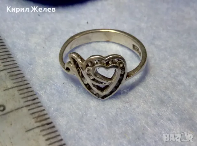 АЖУРЕН СЪРЦЕВИДЕН СКЪПОЦЕНЕН СРЕБЪРЕН ПРЪСТЕН МАРКОВО СРЕБРО 925 с ФАСЕТИРАНИ ЦИРКОНИ 54451, снимка 6 - Пръстени - 50417311