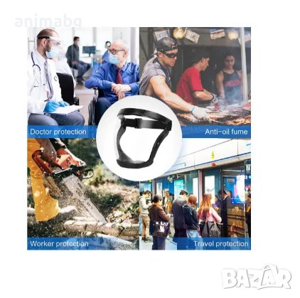 ANIMABG Прозрачна защитна маска за цялото лице, Прахоустойчива, Широка употреба, Черна, снимка 6 - Други инструменти - 43824080