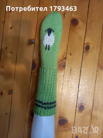 Ръчно плетени чорапи с картинка размер 38, снимка 1