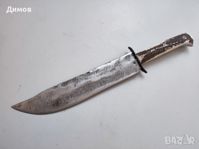 Огромен кован нож мачете сатър рог, снимка 3 - Ножове - 39349938