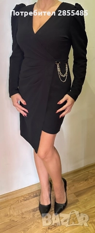 Рокля черна еластична, снимка 2 - Рокли - 52026545