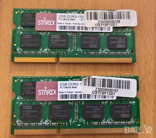 KIT 2 x 2GB DDR3 10600 ram памет за лаптоп