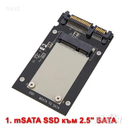 Адаптер от mSATA SSD към 2.5"SATA / 1.8" Micro SATA / 40 пинов ZIF/CE, снимка 3 - Други - 51273266