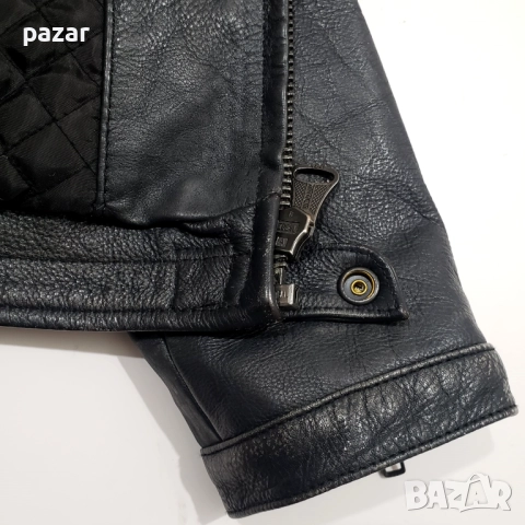 SUPERDRY 111740 Мъжко Кожено Яке с Подплата Кожа Състарен Ефект M-L, снимка 13 - Якета - 52976891