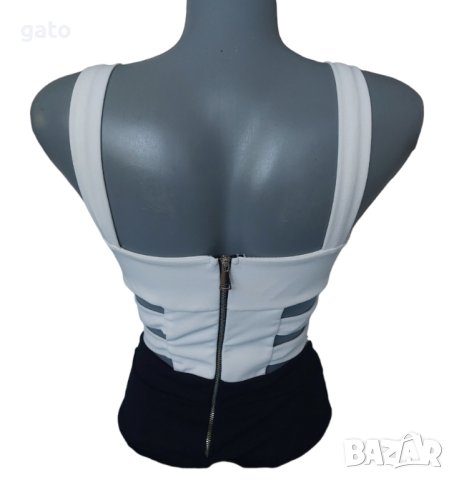 Къс елегантен гащеризон в бяло и черно , снимка 4 - Гащеризони - 40604572