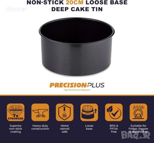 Дълбока форма за торта с незалепващо покритие, 20 см, черна, Tower T943020HG21 Precision Plus, снимка 2 - Съдове за готвене - 43718628