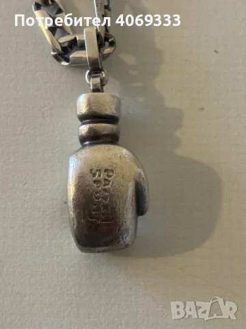 Сребърен плътен синджир с боксова ръкавица 67.62гр 925 , снимка 5 - Колиета, медальони, синджири - 49909837