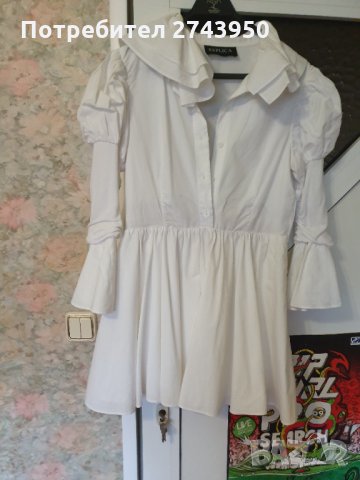 Бяла разкроена рокля, снимка 1 - Рокли - 35113485