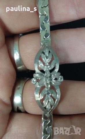 Антична бижутерия / гривна сребро 925 с прозрачни топази, снимка 7 - Гривни - 28742592