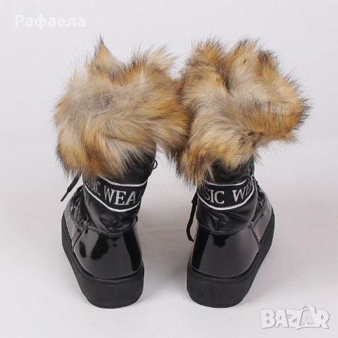 ЧЕРНИ ДАМСКИ АПРЕСКИ С ПУХ, снимка 4 - Дамски апрески - 43152852