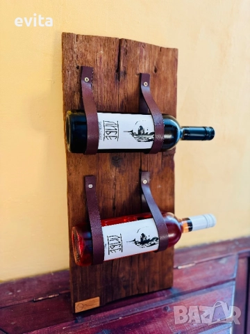 Елегантна стойка за 2–10 бутилки вино – кожа или премиум въже, снимка 10 - Други - 52406559