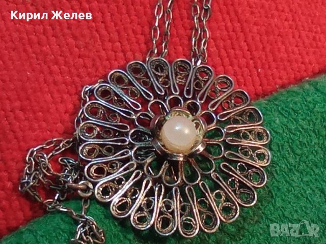СТАРИНЕН ФИЛИГРАНЕН СРЕБЪРЕН МЕДАЛЬОН с ПЕРЛА и СРЕБЪРНА ВЕРИЖКА - СРЕБРО ВИСОКА ПРОБА 41899, снимка 3 - Антикварни и старинни предмети - 44406689
