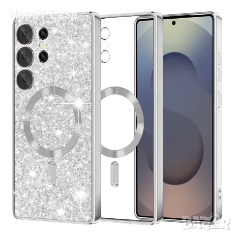 Samsung Galaxy S25 Ultra S25+ S25 / Glitter MagSafe Лукс силиконов кейс гръб калъф, снимка 15 - Калъфи, кейсове - 48884066