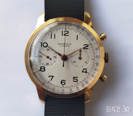 РЪЧЕН ШВЕЙЦАРСКИ ЧАСОВНИК/ХРОНОГРАФ - AUREOLE 17 RUBIS 