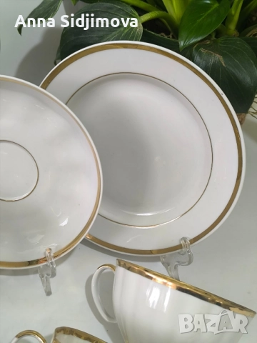 Руски порцелан сервиз за чай Дулево , снимка 4 - Сервизи - 51706282