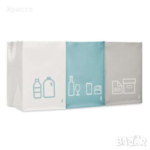 пазарска чанта комплект 3 броя нетъкан текстил ламиниран еко