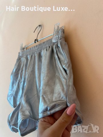 Сребърни къси панталонки с ластик в кръста и джобове 🩶, снимка 4 - Къси панталони и бермуди - 43971473