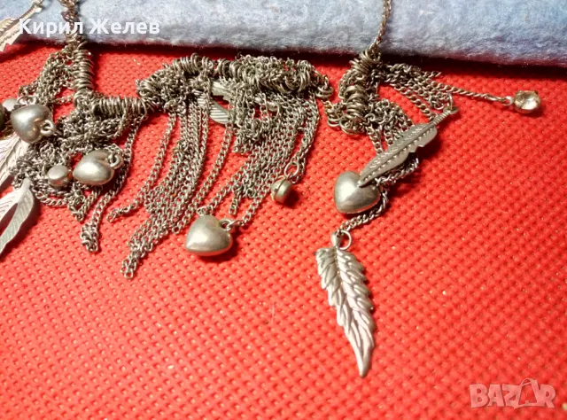 РАЗКОШНА ПОСРЕБРЕНА ОГЪРЛИЦА БЛАГОРОДНА СТОМАНА с ФЛОРАЛНИ и СЪРЦЕВИДНИ АРТ ВИСУЛКИ 39698, снимка 8 - Колиета, медальони, синджири - 47336465