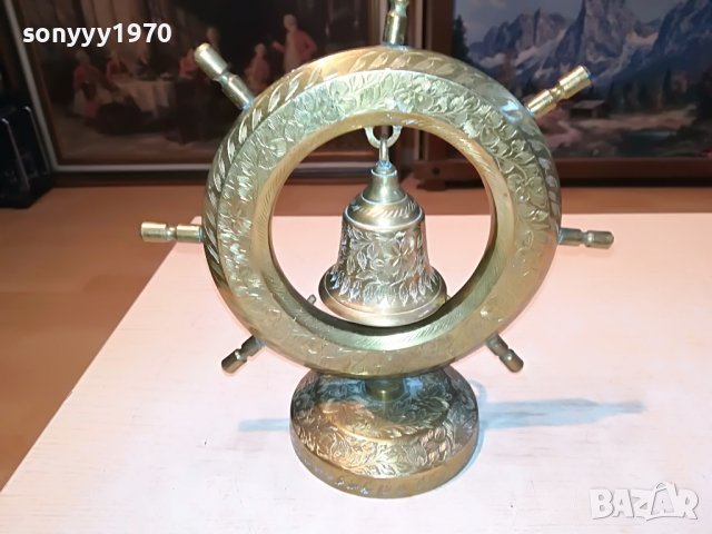 КАМБАНА И РУЛ-МЕД МЕСИНГ-ВНОС ШВЕЦИЯ 1405221916, снимка 2 - Антикварни и старинни предмети - 36760656