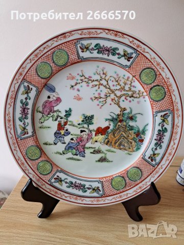 Стара китайска декоративна чиния китайски порцелан , снимка 2 - Антикварни и старинни предмети - 38784720