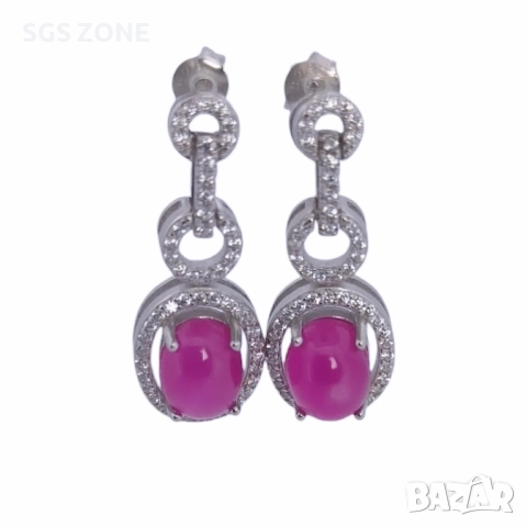 СРЕБЪРНИ ОБЕЦИ С НАТУРАЛЕН РУБИН JOHNSON ОТ ТАЙЛАНД, снимка 2 - Обеци - 52316057