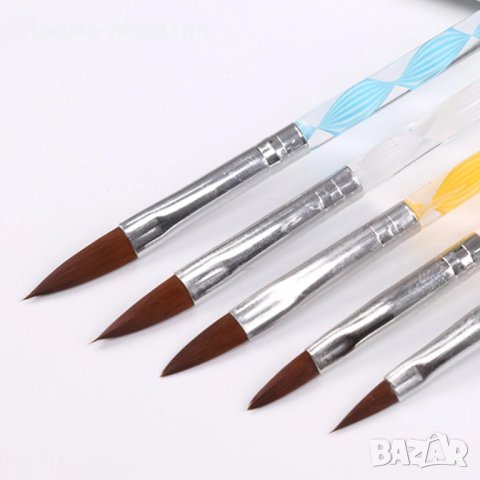 Четки за акрил комплект 5 броя / избутвач за кожички, снимка 8 - Продукти за маникюр - 34717701