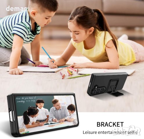 Защитен калъф със стойка за телефон Samsung Galaxy Z Fold5 LT, черен, снимка 5 - Калъфи, кейсове - 43036623