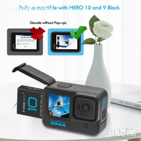 Комплект от 3 батерии GoPro и зарядна кутия COOLSHOW Hero 12/11/10/9-1800mAh , снимка 4 - Батерии, зарядни - 48132225