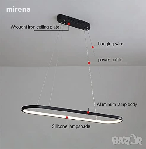 Лед LED висящ полилей, Висяща лампа за трапезна маса с дистанционно управление 203-1, снимка 5 - Лампи за таван - 51527964