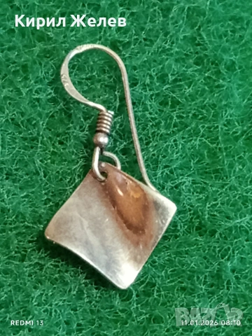 Сребърна обеца абстрактен дизайн висока проба сребро майсторска изработка 52766, снимка 3 - Обеци - 53059612