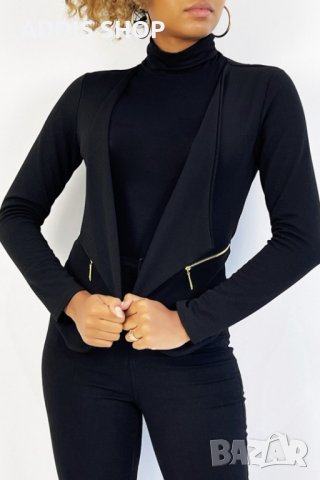 Дамско сако (блейзър) с ревер и джобове с цип, 3цвята - 024, снимка 13 - Сака - 43597392