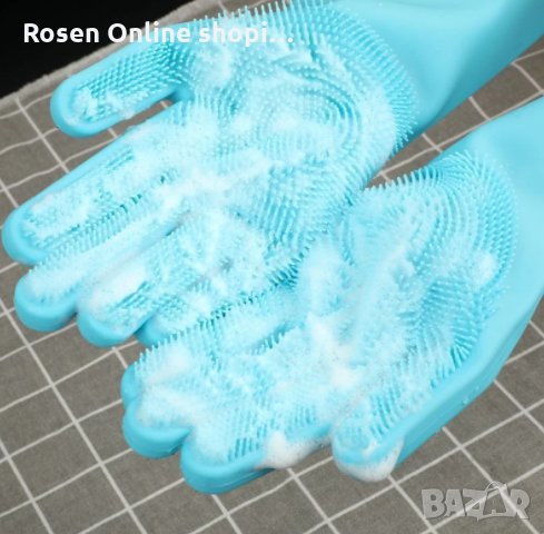 Магически силиконови ръкавици за миене на съдове Magic Brush, снимка 7 - Аксесоари за кухня - 33630396