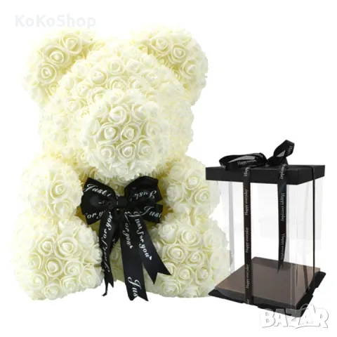 Бяло мече от рози/мече от рози/мече