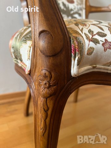 Двойка антикварни кресла Fleurs de Versaille в стил Луи XV, кабриолет (Cabriolet), снимка 7 - Антикварни и старинни предмети - 43356232