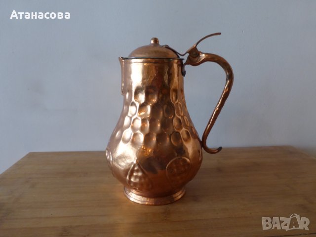 Медна кана с капак 1980 г, снимка 2 - Аксесоари за кухня - 43049476