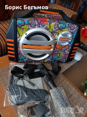 Преносима Bluetooth тонколона с микрофон., снимка 2 - Караоке - 53374089