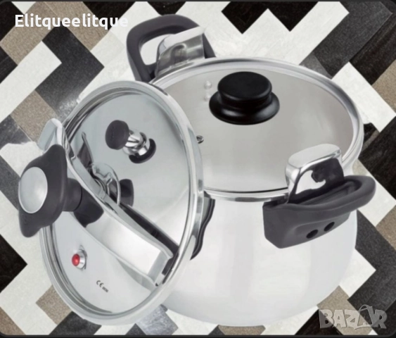 Тенджера под налягане Rosberg, 5л/7л/9л, Индукция, Неръждаема стомана, Стъклен и метален капак, снимка 5 - Съдове за готвене - 52241832