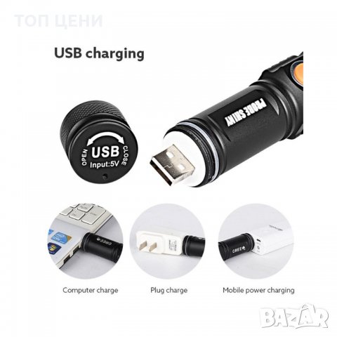 USB акомулаторен LED фенерче със ZOOM, снимка 3 - Къмпинг осветление - 28678009