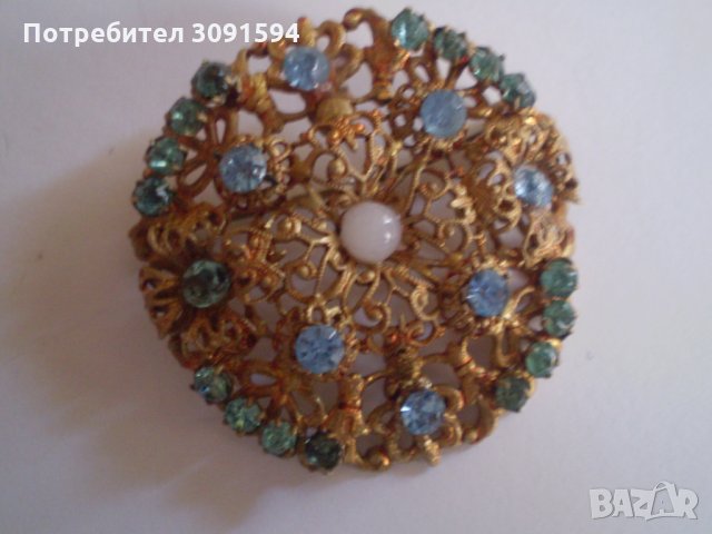 Брошка  филигран със  кристал  Чехословакия  маркирана, снимка 12 - Антикварни и старинни предмети - 35439854