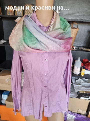 Копринен шал с десен пеперуди, снимка 5 - Шалове - 52430770