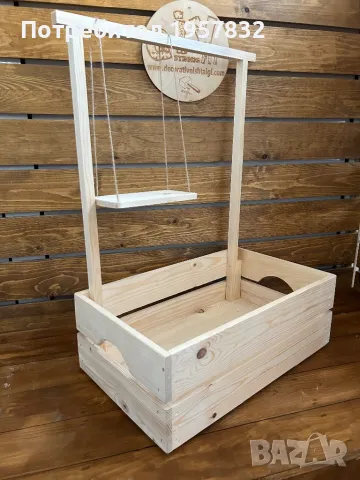 Бебешка щайга/ гардеробче за кръщене, изписване , подаръци от дърво, снимка 4 - Други - 48968246