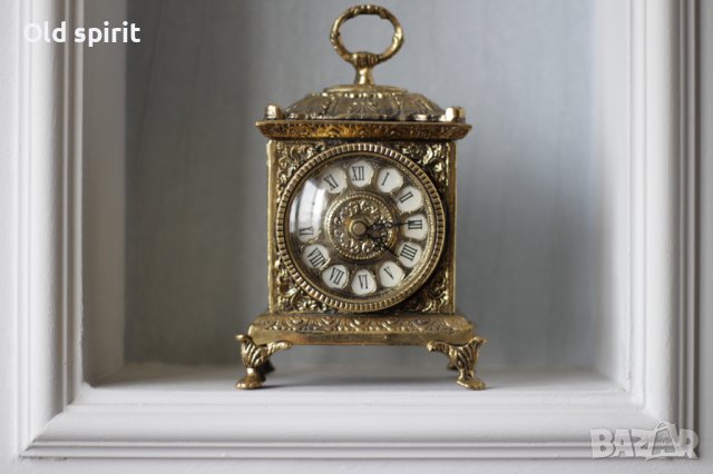 Антикварен каретен часовник от позлатен бронз, снимка 2 - Колекции - 39122460