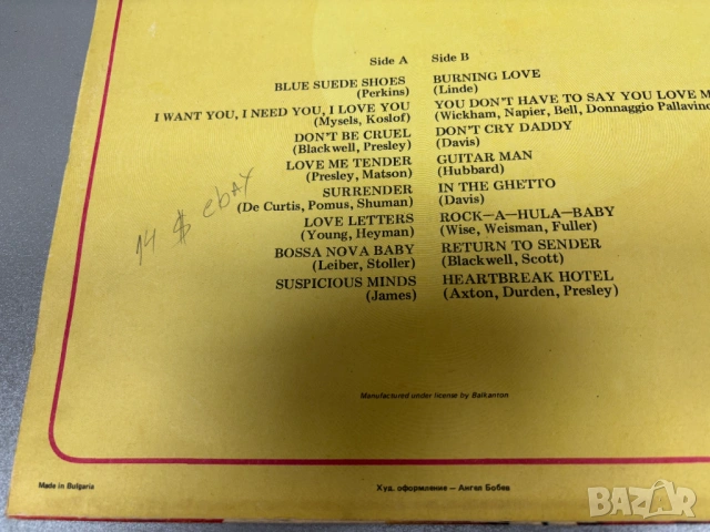 Грамофонна Плоча Elvis Presley ‎– Elvis, снимка 9 - Грамофонни плочи - 53284313