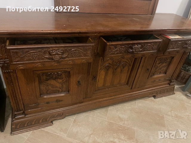 Контрбюфет дресоар Шкаф  и Огледало антикварно Дърворезба , снимка 3 - Шкафове - 33193860