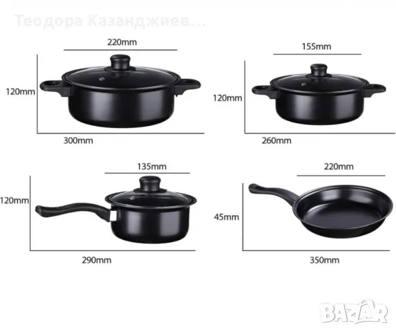 Комплект съдове за готвене от 13 части,незалепващо покритие, снимка 4 - Съдове за готвене - 48675147