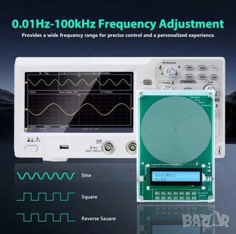 USB Schumann 7.83Hz DC5V 0.1Hz~100000Hz Регулируема Честота Генератор на Синусоидални Вълни на Шуман, снимка 9 - Други - 50302303