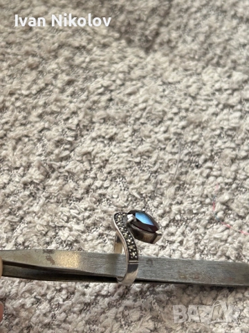 Сребърен пръстен с гранат 17.7мч, снимка 4 - Пръстени - 52940927