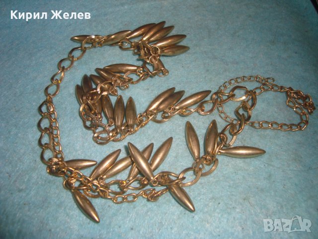 ЗЛАТИСТО СТАРО МЕСИНГОВО КОЛИЕ ВИНТИДЖ ОГЪРЛИЦА с МНОГО ВИСУЛКИ 4946, снимка 7 - Колиета, медальони, синджири - 35273862