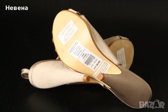 Официални Обувки Сандали Сатен цвят бежев номер 38 НОВИ, снимка 4 - Дамски обувки на ток - 40570928