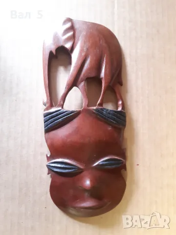 Стара африканска маска - ръчно изработена, снимка 2 - Антикварни и старинни предмети - 49797449